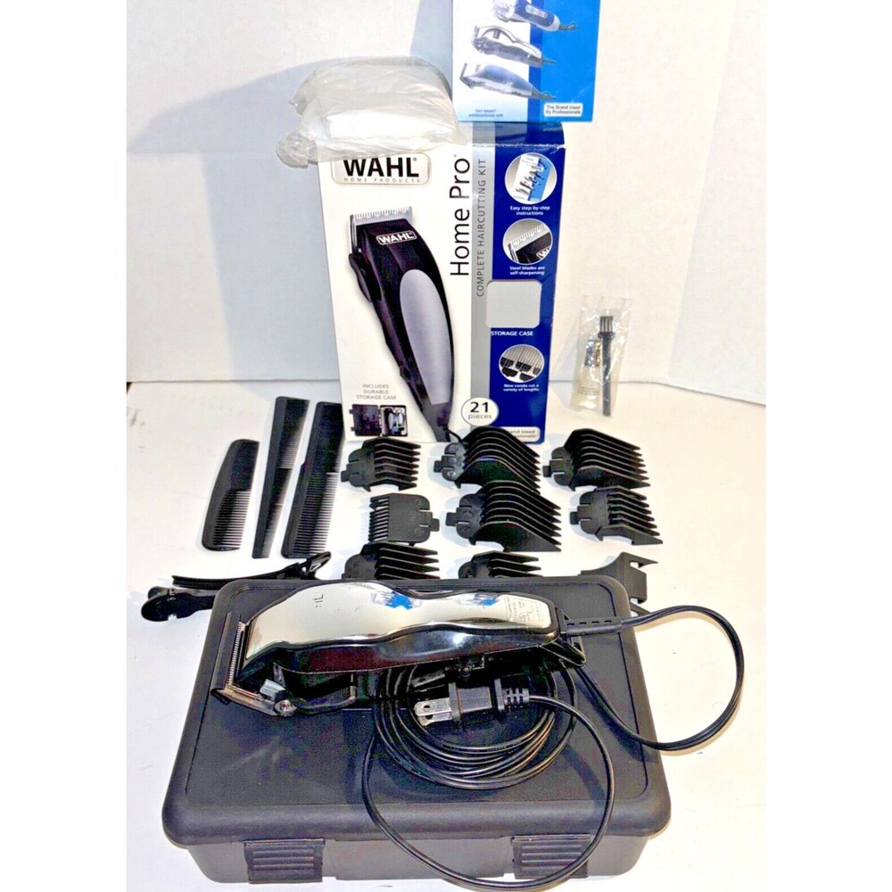 Wahl Home Pro Complete Haircutting Clippers Kit 21 Pieces & Hard Case Self-Sharp